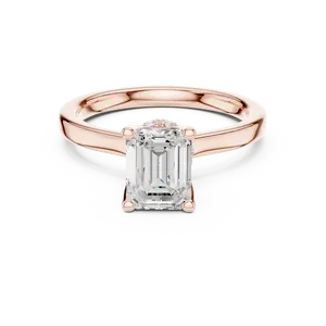 Anillo de Oro Sólido con Halo Oculto y Diamante Creado en Laboratorio con Corte Redondo Imperial Emerald Touch, Unisex, de Lujo - Product Image 5