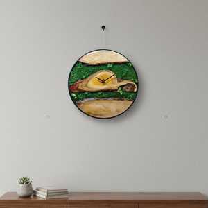 Wood slice wall <b>clock</b> Mossy timber <b>clock</b> Rustic woodland <b>clock</b> Enchanted forest wood <b>clock</b> Green haven wall <b>clock</b> - Product Image 2