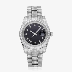 Reloj de Lujo con Diamantes Moissanite Brillantes, Diseño de Última Generación, 41 mm, Esfera de Oro Blanco, Caja de Acero Inoxidable, Movimiento de Cuarzo, Resistente al Agua - Product Image 1