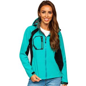 Chaqueta Softshell acolchada azul real para mujer al por mayor, decoración de letras bordadas, servicio OEM personalizado, opción económica - Product Image 1