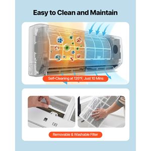 Mini Split de 18,000 BTU, Aire Acondicionado de 230V, 19 SEER2, Sistema Inverter Silencioso de Alta Eficiencia con Bomba de Calor - Product Image 6