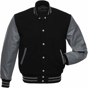 Veste universitaire de baseball avec manches en cuir noir, veste universitaire vintage avec manches en cuir pour hommes - Product Image 1