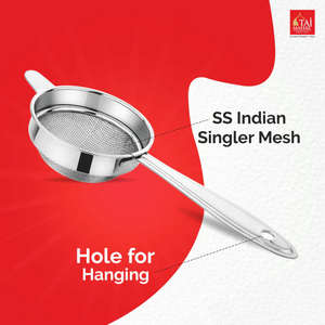 SS Zee Heavy Double Mesh <b>Strainer</b> with Comfortable Handle for Secure Grip and Easy Rest on Pot Rim Eco-Friendly - Product Image 3