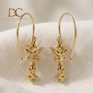 IGI Certified 9K Solid Yellow <b>Gold</b> Lab Grown Diamond Butterfly Dangle Hoop <b>Earrings</b> <b>Stud</b> for Women Elegant Designer Jewelry - Product Image 6