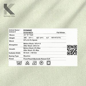Tela de Algodón y Elastano 280 GSM, Sarga 3/1, Doble Acabado, Elástica, Tejido Transpirable y Ecológico, Directo de Fábrica, OEM, ODM, Venta al Por Mayor - Product Image 3