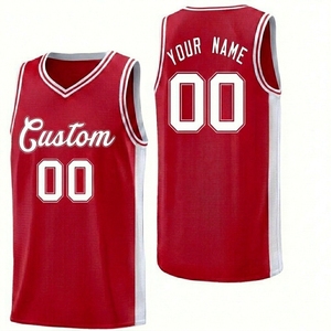 Custom Sublimated Basketball Jersey Red White V-Neck Sleeveless Polyester Mesh Unisex Adult Team Uniform Breathable All Seasons - Product Image 1