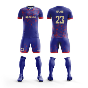 Ensemble d'uniformes de football de haute qualité, couleurs personnalisées, logo, 100% coton, col en V, taille élastique, manches courtes, séchage rapide, design personnalisé - Product Image 4