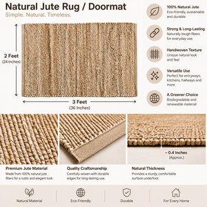Natural Jute Eco-Friendly Pet-Friendly Low Pile Door <b>Mat</b> Woven Handmade Non Slip Entry <b>Mat</b> for Home Foyer Hallway - Product Image 6