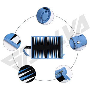 Nouvel ensemble de jeu de backgammon enroulable en cuir PU carré de haute qualité, fait main, écologique, 10 pièces, design personnalisé pour fête - Product Image 6