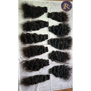 26" High Quality Black Virgin Indian Remy <b>Hair</b> 100% Natural French Kinky Curl Temple Machine Double Weft <b>Braiding</b> <b>Extensions</b> - Product Image 3