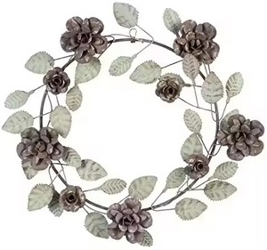 Hot Selling Trending Metal Wreath Gold Leaf Design Traditional Handcrafted Festival Decoration Clear Light <b>Christmas</b> Ornaments - Product Image 2