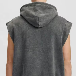 Sudaderas sin mangas con cremallera para hombre, personalizadas con estampado, de algodón, para culturismo, gimnasio, sin mangas, sudaderas para hombre, precio económico, OEM - Product Image 3
