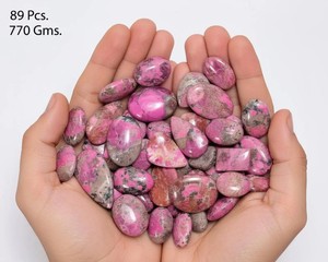 พลอยโคบอลต์แคลไซต์สีชมพูแบบผสม  แบบคาโบชอง  แบบธรรมชาติ  แบบขัดเงา  สำหรับทำเครื่องประดับ  ขายส่ง - Product Image 3