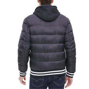 Best Selling High Quality Custom Made Solid Color Men's Puffer Jacket Hooded <b>Winter</b> Outdoor Use - Product Image 2