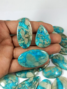 Wholesale Radha Arts Natural Blue Chrysocolla Cabochon Gemstone Smooth <b>Healing</b> Stone for Jewelry Making - Product Image 3