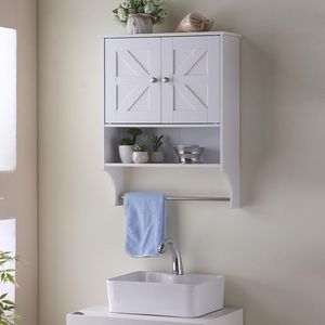 Mobiletto da bagno in stile rustico da posizionare sopra il WC, con 2 ante e ripiani regolabili, 21.65 x 7.1 x 27.6 pollici - Product Image 6