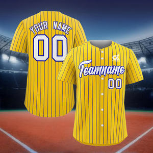 Camiseta de Béisbol Personalizada 2025 Azul Rey con Rayas Finas, Uniforme de Equipo con Botones, Nombre y Número Personalizados, Estilo Profesional, Venta al Por Mayor - Product Image 2