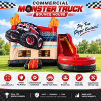 Château gonflable commercial Monster Truck avec toboggan, château gonflable personnalisé en PVC pour location de fête, carnaval en plein air