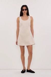 Vestido Mini de Lino para Mujer, Sin Mangas, Cuello Redondo, Corte en A, Vestido Casual de Verano, Venta al Por Mayor Personalizada - Product Image 3