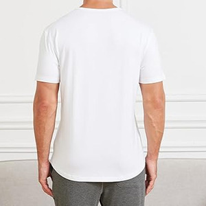 Camisetas de cuello redondo para hombre, camisetas de algodón suaves y transpirables con cuello redondo, camisetas lisas con cuello redondo para hombre, camisetas informales cómodas y ajustadas - Product Image 5