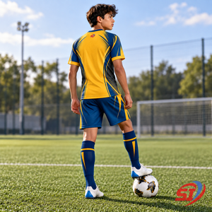 Ensemble complet de football pour jeunes : Maillot et short personnalisés Solar Contour, uniforme d'équipe haute performance, séchage rapide, impression par sublimation, col en V, élastique - Product Image 5