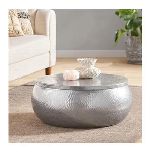 Mesa auxiliar de aluminio con diseño martillado, diseño contemporáneo, mesa de centro portátil de lujo moderna para sala de estar, mesa auxiliar para el lado de la cama - Product Image 3