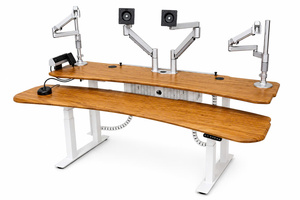 Modern DIY Dual Motor Convertible Freestanding Standing Office Desk Steel Frame Extendable Wooden <b>Workstation</b> for Home Office - Product Image 4