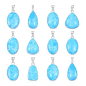 Pendentifs minimalistes vintage en larimar plaqué argent, faits à la main, en laiton, à prix abordable, pour elle, cadeau d'anniversaire, vente en gros - Product Image 1