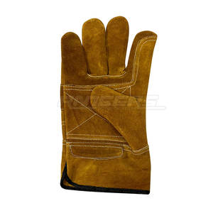 Gants en cuir résistants à la chaleur, cuir de vachette marron, protection industrielle, fabrication sur mesure, OEM, distributeur en gros, gants de sécurité en cuir - Product Image 2