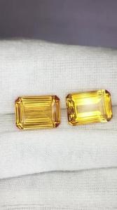 Citrine naturelle de qualité supérieure, taille émeraude, jaune, paire, clair, 14,47 carats, qualité supérieure, excellente brillance, IGI - Product Image 6