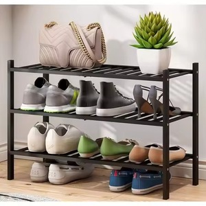 Corner Use 3 Tier Metal Black Shoe Rack Organizer For Living Room Entry Hall Storage Stable Base Shoe Rack Footwear Shelf - Product Image 2