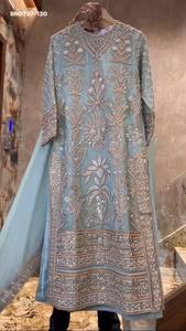 Colección Premium de Ropa de Fiesta en Faux Georgette con Bordado de Lentejuelas, Conjunto Completo de Plazzo-Kurta y Dupatta, Ropa Étnica - Product Image 3