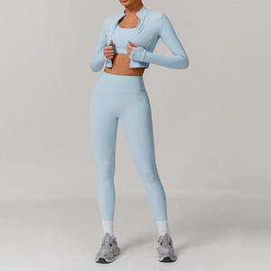 Ensemble de vêtements de sport pour femmes, 2 pièces, short de yoga et haut court sans manches, ceinture, tissu respirant en spandex/nylon, taille haute - Product Image 6
