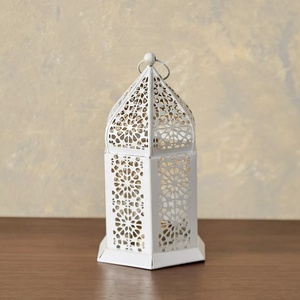2026 Factory Direct Sell White Metal <b>Tea</b> <b>Light</b> Candle Holder Mini Moroccan Lantern for Tabletop & Hanging Decorations - Product Image 4