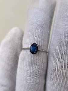 แหวนไพลินธรรมชาติสีน้ำเงินโบราณทรงรี แหวนหมั้นวินเทจสำหรับผู้หญิง เครื่องประดับ - Product Image 5