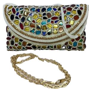 Elegant Designer Fashion Bridal Clutch with Chain Strap and Satin Lining Sophisticated Wedding <b>Handbag</b> for Modern <b>Brides</b> - Product Image 1