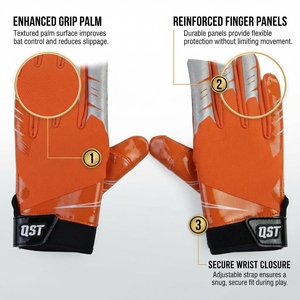 Custom American Football Receiver Gloves Full Finger Adjustable Wrist football <b>game</b> gloves football protective gear for training - Product Image 2