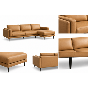 Canapé modulaire en cuir véritable de qualité supérieure avec chaise longue, sectionnel capitonné traditionnel pour espaces de vie de luxe, canapé en cuir - Product Image 3