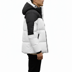 Manteau matelassé à capuche 2026 avec logo OEM, doudoune gonflée noire personnalisée pour homme, veste d'hiver brillante pour homme - Product Image 2