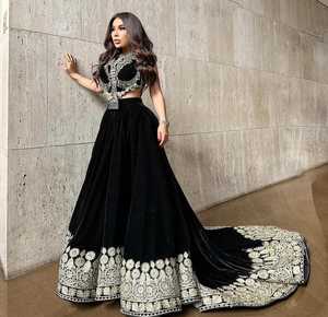 Vestido Afgano Negro de Diseño Exclusivo y Alta Calidad para Mujer, Estilo Bohemio Vintage, Largo hasta el Suelo, con Bordado Intenso - Product Image 2