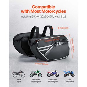<b>Large</b> Capacity 30L (15L X 2) Waterproof Motorcycle Saddlebag with Rain Cover Straps <b>Canvas</b> Side <b>Bag</b> Compatible with MOS - Product Image 2