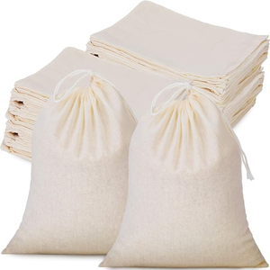 Sacs à cordon en coton blanc imprimé, réglables, lavables, écologiques, petites, moyennes et grandes tailles - Product Image 1