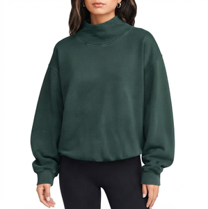 Cotton Blend Mockneck Sweatshirt Women's Oversized Pullover <b>Long</b> <b>Sleeve</b> Loose Fit Comfortable Fashion Clothing <b>Top</b> - Product Image 1