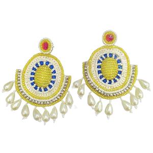 Pendientes Colgantes Plateados con Bordado en Forma de Flor Inspirados en la Naturaleza, Joyería Ecológica Tejida a Mano para Mujer - Product Image 6