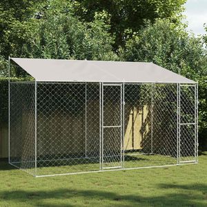 Cage pour chien avec toit argenté, dimensions 157,48 x 78,74 x 101,57 pouces, maison pour animaux de compagnie de qualité supérieure pour votre ami à fourrure - Product Image 1
