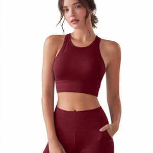 Hauts courts athlétiques d'été pour femmes en polyester/coton tricoté – Tenue de sport et streetwear - Product Image 1