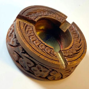 Round Wooden <b>Ashtray</b> Tree Bark Edge American Style Home Desktop Table Decoration Cigar Tray Storage for Restaurant Hotel Use - Product Image 5