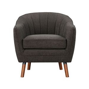Fauteuil d'appoint moderne du milieu du siècle, 1 pièce, tissu chenille couleur anthracite, dossier capitonné, pieds en bois brun massif - Product Image 2