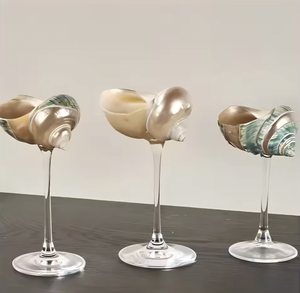 แก้วไวน์เปลือกหอยเวียดนาม แก้วน้ำเปลือกหอยธรรมชาติ สำหรับไวน์ ค็อกเทล ตกแต่งโต๊ะบาร์ริมชายฝั่ง ของตกแต่งดีไซน์สวย - Product Image 4