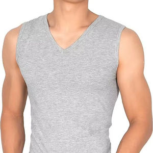 Men's Sleeveless <b>White</b> Knitted Breathable Polyester Cotton Tank <b>Top</b> Athletic Gym <b>Vest</b> Shapewear Underwear Muscle Fit - Product Image 1